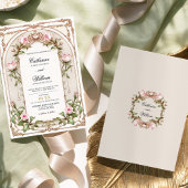 Elegante Vintage Blush Bloral Hochzeit Einladung