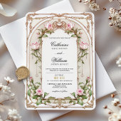 Elegante Vintage Blush Bloral Hochzeit Einladung