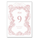 Elegante Vintage Blütentoilette Tischnummer (Rückseite)