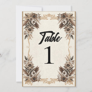 Elegante Vintage-Bohème-Hochzeitstisch mit Blumenm Einladung