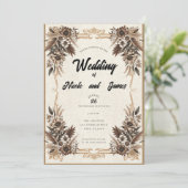 Elegante Vintage Bohemische Blumenhochzeit Einladung (Stehend Vorderseite)