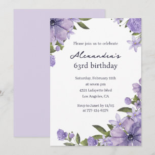 Elegante Vintage Boho Blumen zum 63. Geburtstag Einladung
