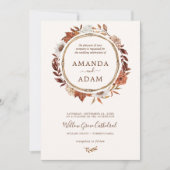 Elegante Vintage Boho Herbstfarbenhochzeit Einladung (Vorderseite)