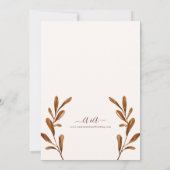 Elegante Vintage Boho Herbstfarbenhochzeit Einladung (Rückseite)