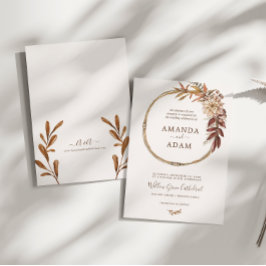 Elegante Vintage Boho Herbstfarbenhochzeit Einladung