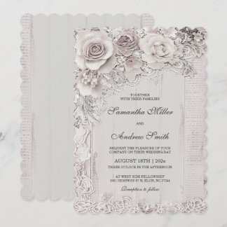 Elegante Vintage Boho Hochzeitsvorlagen Einladung