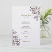 Elegante Vintage Boho Lila Spirals Moderne Hochzei Menükarte (Stehend Vorderseite)