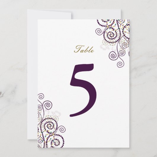 Elegante Vintage Boho Lila Spirals Tischnummer (Vorderseite)