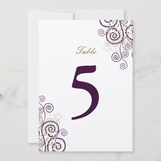 Elegante Vintage Boho Lila Spirals Tischnummer (Vorderseite)