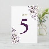 Elegante Vintage Boho Lila Spirals Tischnummer (Stehend Vorderseite)