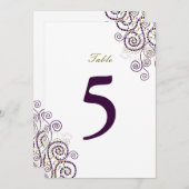 Elegante Vintage Boho Lila Spirals Tischnummer (Vorne/Hinten)