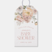 Elegante Vintage botanische Babydusche Gefallen Geschenkanhänger (Vorderseite)