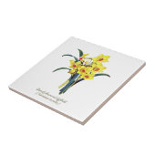 Elegante Vintage botanische Blume Gelbe Daffodien Fliese (Seite)