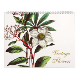 Elegante Vintage botanische Blume Kalender
