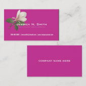 elegante, Vintage botanische Blume magnolisch rosa Visitenkarte (Vorne/Hinten)