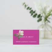 elegante, Vintage botanische Blume magnolisch rosa Visitenkarte (Stehend Vorderseite)