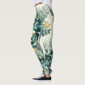 Elegante Vintage botanische Blumendarstellung Leggings (Links)