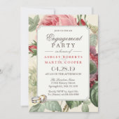 Elegante Vintage botanische florale Engagement Par Einladung (Vorderseite)