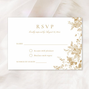 Elegante Vintage botanische Gold-RSVP-Karte Einladung
