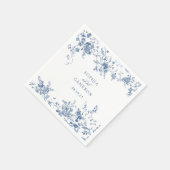 Elegante Vintage Botanische Hochzeit der Navy Serviette (Ecke)