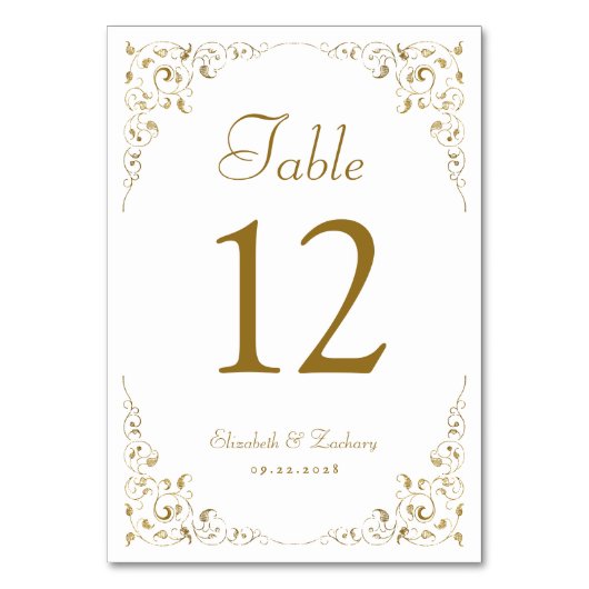 Elegante Vintage botanische Hochzeit Tischnummer (Vorderseite)