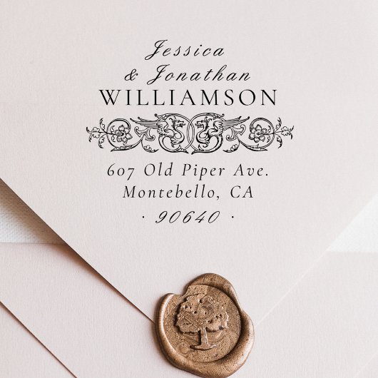 Elegante Vintage botanische Hochzeitsstimmung Rück Permastempel