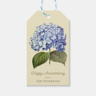 Elegante Vintage botanische Hydrangea-Blume Geschenkanhänger