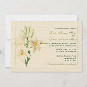 Elegante vintage botanische Kunst weiße Lilie Hoch Einladung