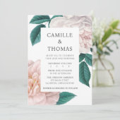 Elegante Vintage botanische Pink-Rosa-Blüte Einladung (Stehend Vorderseite)