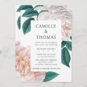 Elegante Vintage botanische Pink-Rosa-Blüte Einladung (Vorne/Hinten)