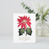Elegante Vintage Botanische Poinsettia Blume Postkarte (Stehend Vorderseite)