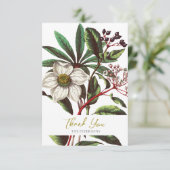 Elegante Vintage botanische Rose Blume Dankeskarte (Stehend Vorderseite)