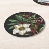 Elegante Vintage botanische Rose Blume Runder Pappuntersetzer (Angewinkelt)