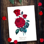Elegante Vintage botanische Rote Rose Postkarte