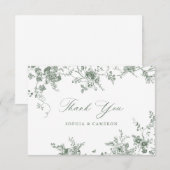 Elegante Vintage botanische Seite Grün Dankeskarte (Vorne/Hinten)