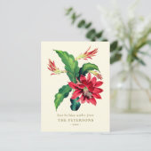 Elegante Vintage botanische Weihnachtskaktus-Blume Postkarte (Stehend Vorderseite)