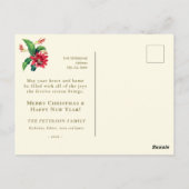 Elegante Vintage botanische Weihnachtskaktus-Blume Postkarte (Rückseite)