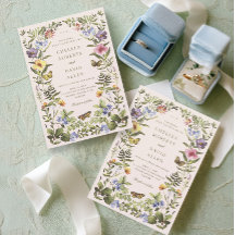 Elegante Vintage botanische Wildblumen Hochzeit