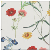 Elegante Vintage botanische Wildblumen Poppies Stoff (Nahaufnahme)