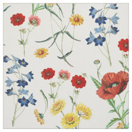 Elegante Vintage botanische Wildblumen Poppies Stoff