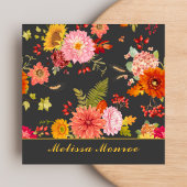 Elegante Vintage botanische Wildblumen Quadratische Visitenkarte