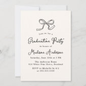 Elegante Vintage Bow Cream Foto Graduation Party Einladung (Rückseite)