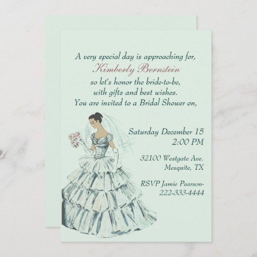 Elegante Vintage Brautdusche Einladung (Vorne/Hinten)