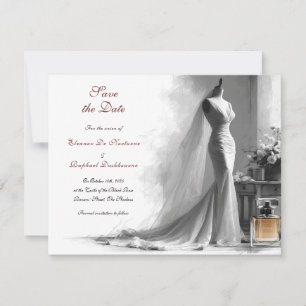 Elegante Vintage-Brautillustration Save-the-Date Save The Date
