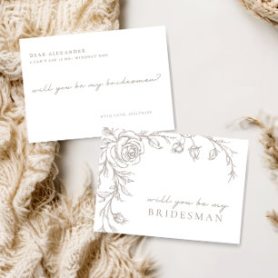 Elegante Vintage-Bruder-des-Bräutigams-Anfragekart Einladung