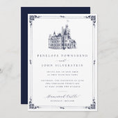 Elegante Vintage Burg Einladung (Vorne/Hinten)