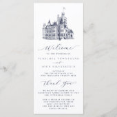 Elegante Vintage-Burg-Illustration Hochzeit Programm (Vorderseite)