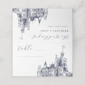Elegante Vintage Burg Platzkarte (Außenseite Aufgefaltet)