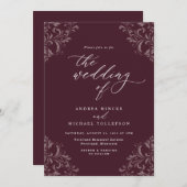 Elegante Vintage Burgunder Weinkultur und Erde Einladung (Vorne/Hinten)