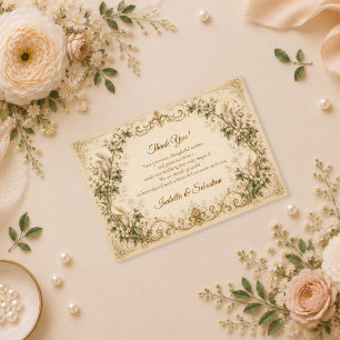 Elegante Vintage-Calla-Lily-Hochzeit Dankeskarte